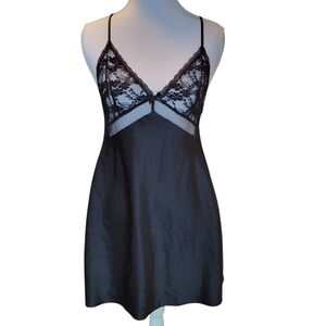 Victoria's Secret Black Lace Silky Lingerie Slip Dress